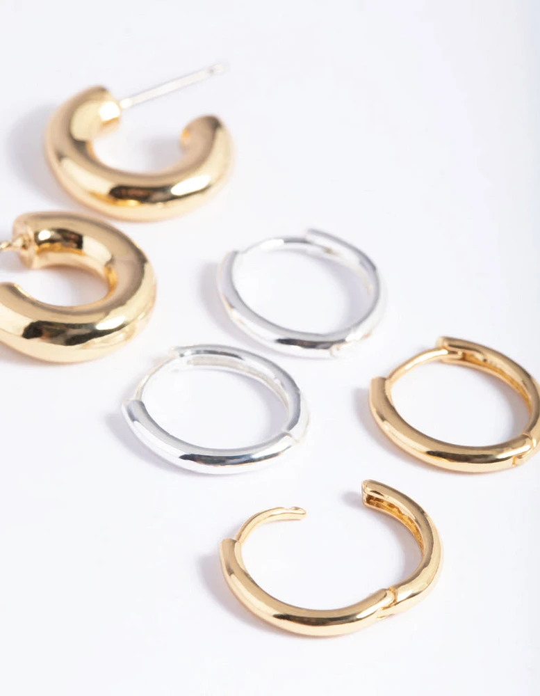 Gold & Silver Plated Hoop Earring Pack