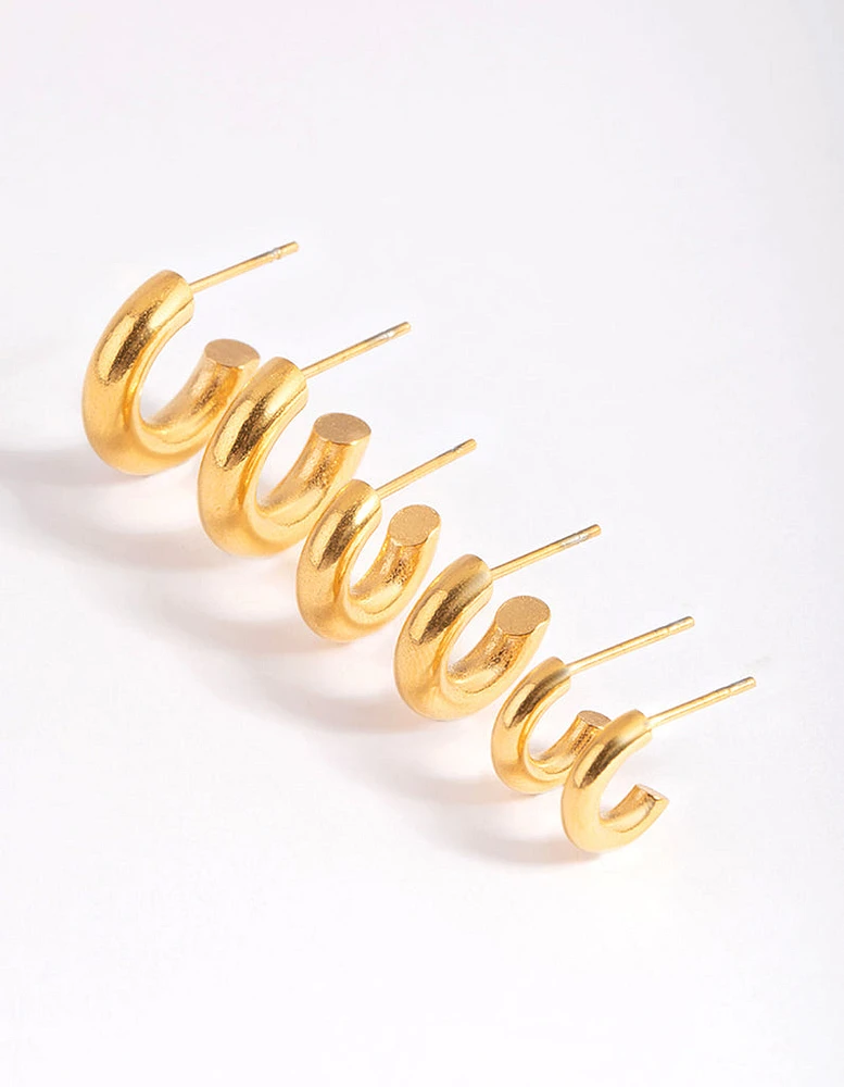 Gold Plated Stainless Steel Mixed Hoop Earring Pack