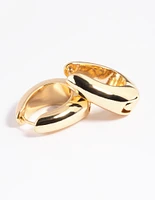 Gold Plated Chunky Oval Huggie Hoop Earrings