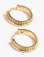 Gold Plated Cubic Zirconia Huggie Hoop Earrings