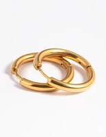 Gold Plated Stainless Steel Classic Huggie Hoop Earrings