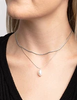 Surgical Steel Snake Chain & Freshwater Pearl Necklace