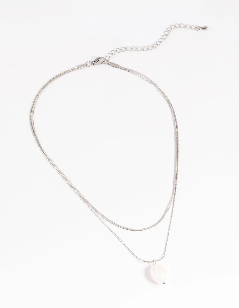 Surgical Steel Snake Chain & Freshwater Pearl Necklace