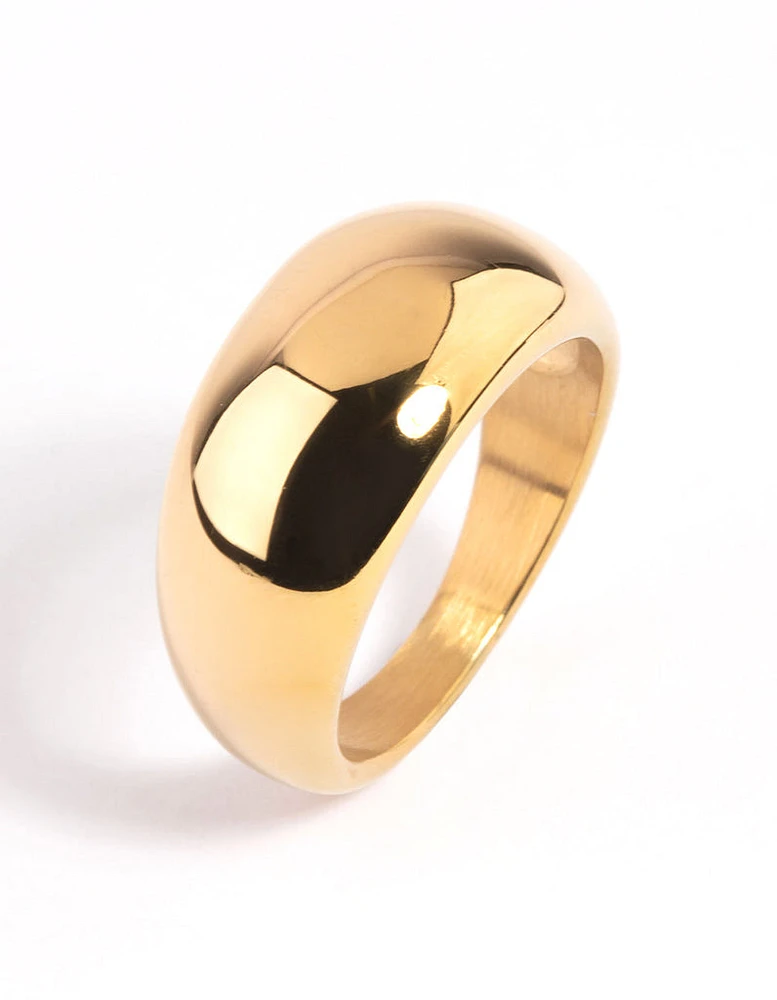 Gold Plated Stainless Steel Dome Ring