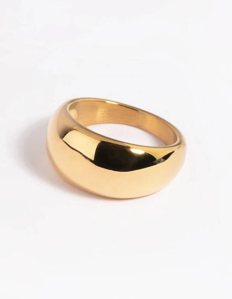 Gold Plated Stainless Steel Dome Ring