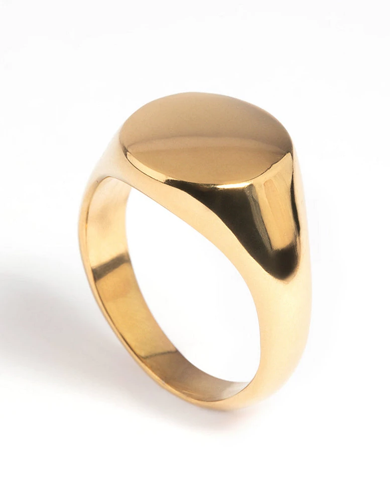 Gold Plated Stainless Steel Signet Ring