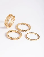 Gold Plated Twisted Ring Stack 4-Pack