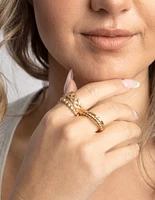 Gold Plated Twisted Ring Stack 4-Pack