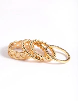 Gold Plated Twisted Ring Stack 4-Pack