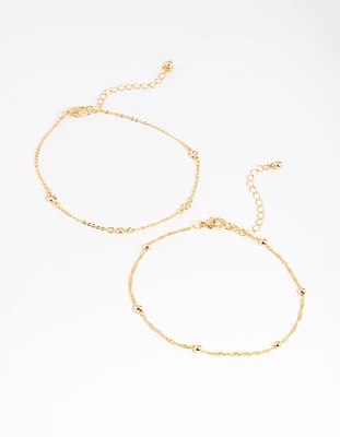 Gold Plated Cubic Zirconia Chain Anklet Set