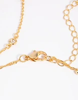 Gold Plated Cubic Zirconia Chain Anklet Set