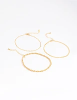 Gold Plated Twisted Chain Anklet Pack