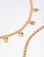 Gold Plated Oval Chain Anklet Set