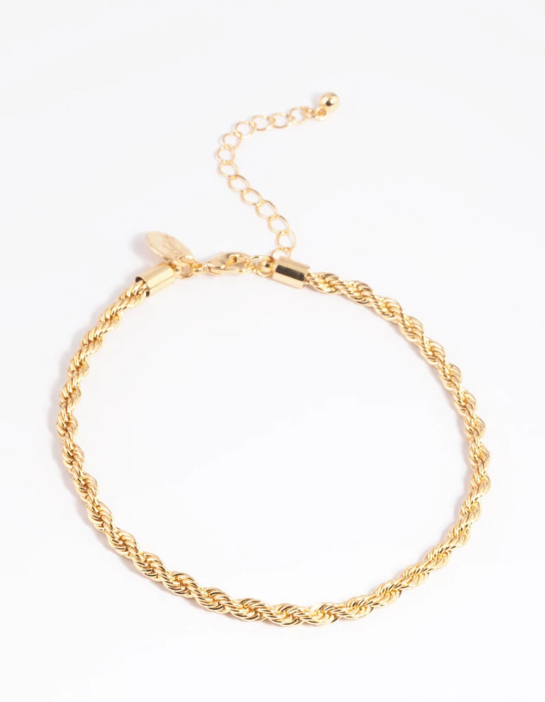 Gold Plated Twisted Chain Anklet