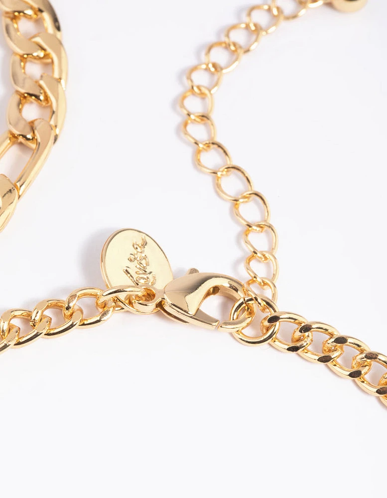 Gold Plated Mixed Chain Anklet Set