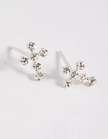 Sterling Silver Cubic Zirconia Cross Stud Earrings