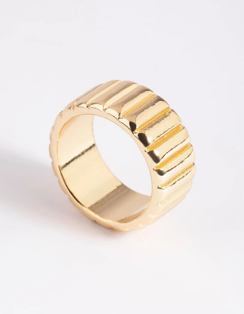 Gold Plated Textured Band Ring