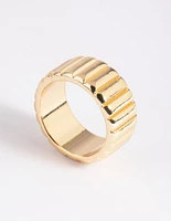 Gold Plated Textured Band Ring