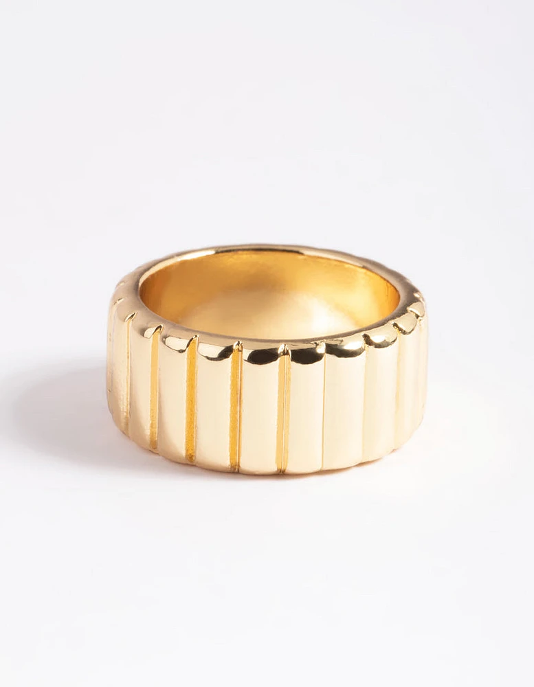 Gold Plated Textured Band Ring