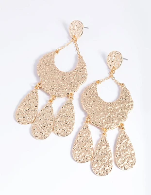 Gold Textured Jingle Drop Earrings