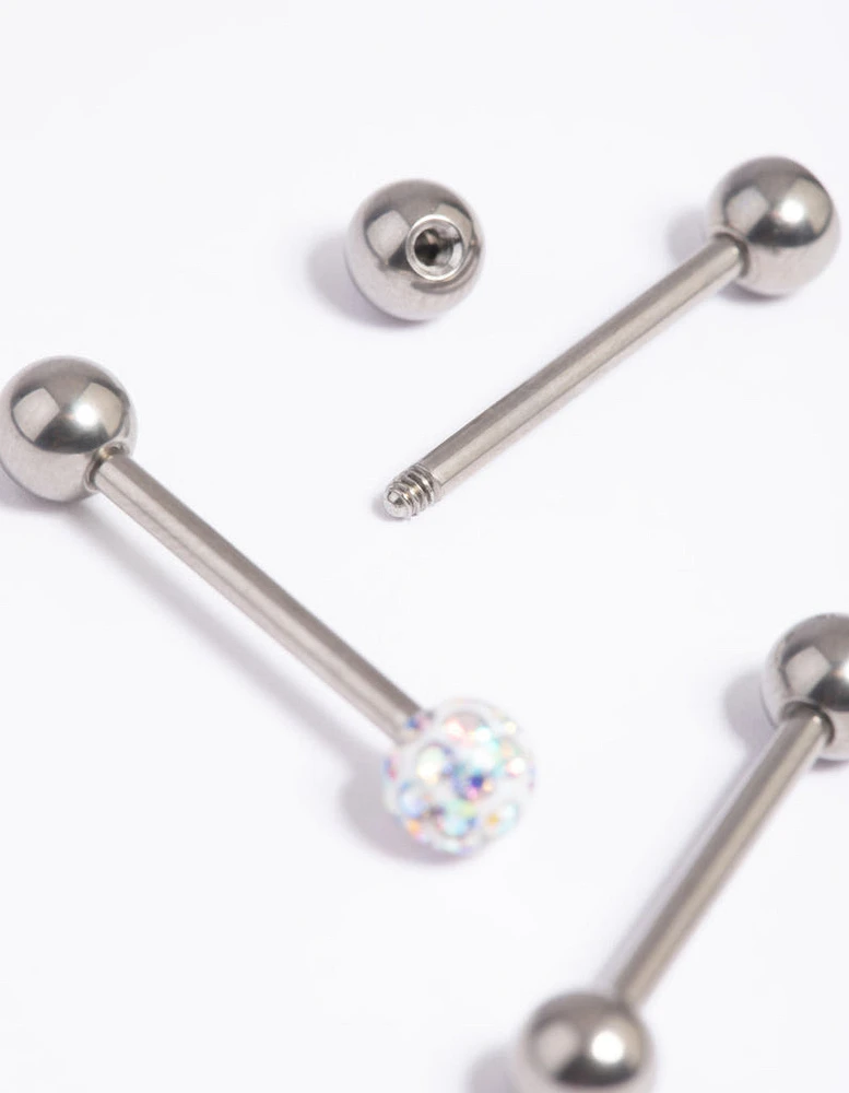 Titanium Pave Tongue Rings