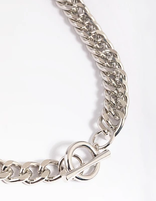 Rhodium Fob Chain Necklace