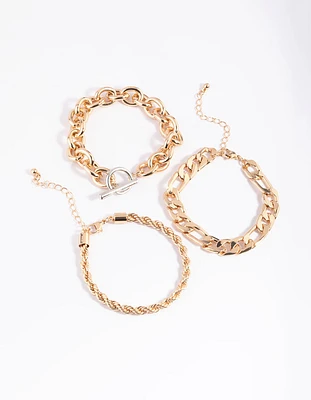 Mixed Metal Fob Chain Bracelet Pack