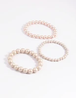 Gold Pearl & Bread Stretch Bracelet Pack