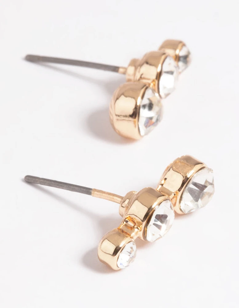 Gold Diamante Crawler Stud Earrings