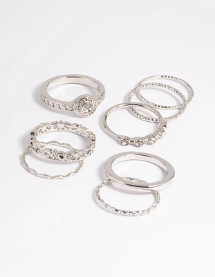 Rhodium Classic Ring Stack Pack