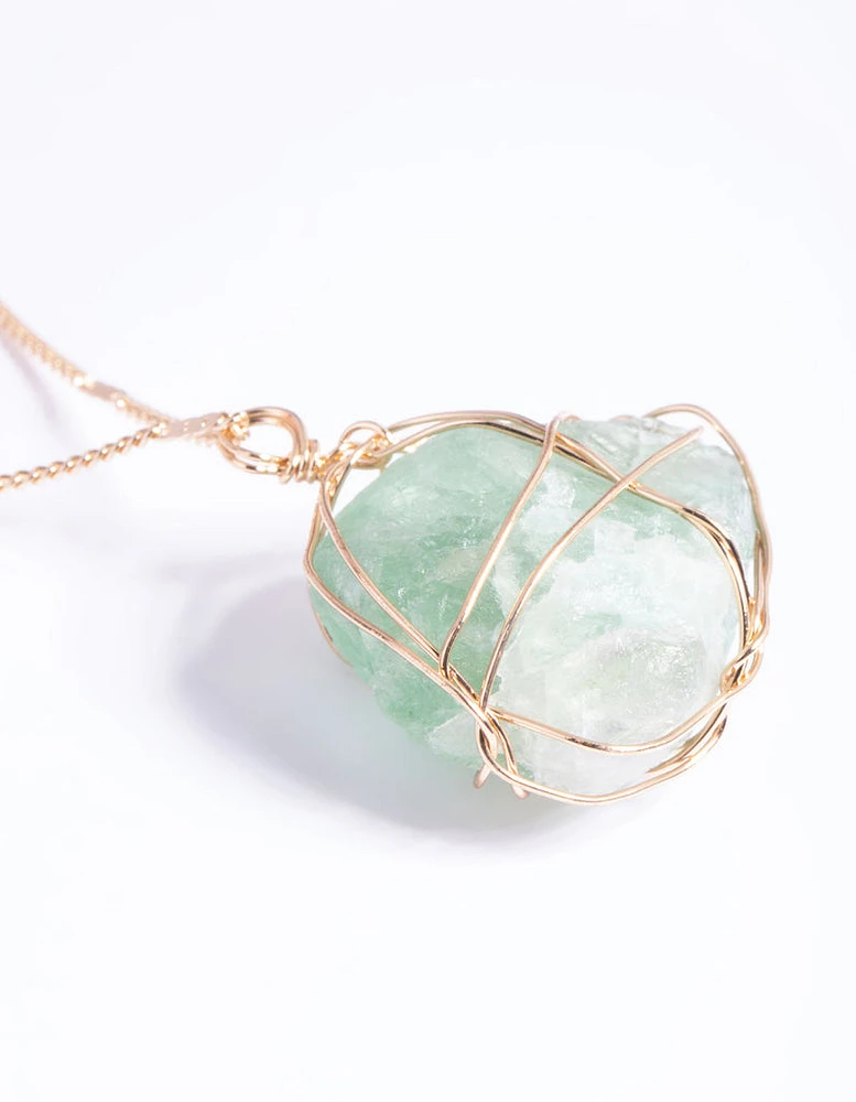 Green Fluorite Cage Statement Necklace