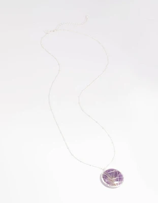 Amethyst Caged Stone Long Necklace