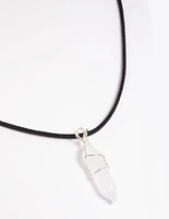 Clear Quartz Shard Cord Necklace