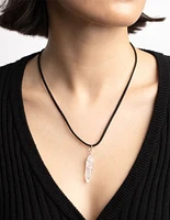 Clear Quartz Shard Cord Necklace