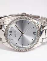 Rhodium Diamante Link Strap Watch