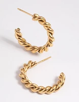 Gold Plated Surgical Steel Twisted Hoop Earrings