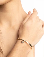 Gold Heart Bangle Bracelet with Toggle