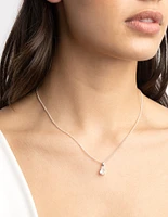 Silver Pear Solitaire Earrings & Necklace Giftbox