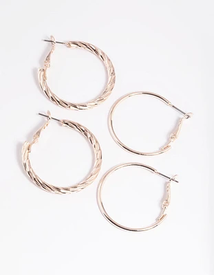 Rose Gold Plain Text Hoop Earrings