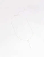 Silver Diamante Lariat Necklace