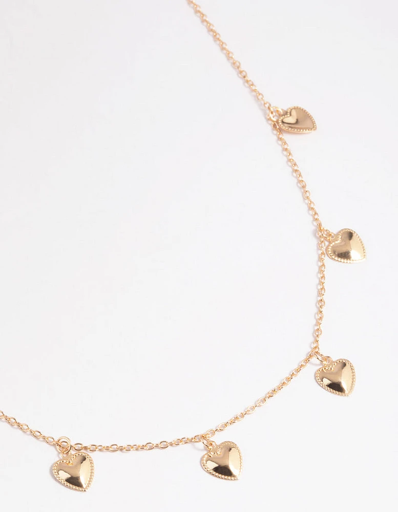 Gold Heart Droplet Necklace