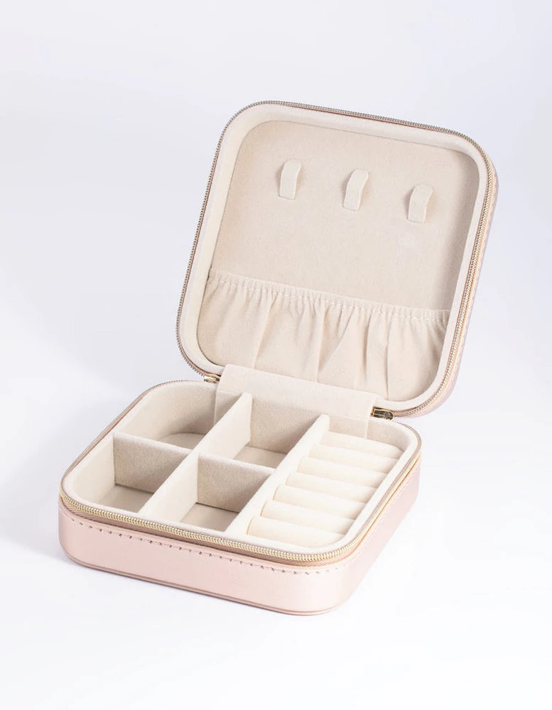 Rose Gold Faux Leather Iridescent Jewellery Box