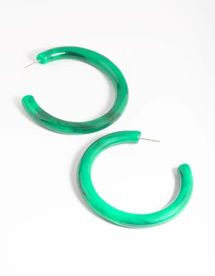 Green Marble Hoop Earrings