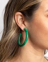 Green Marble Hoop Earrings