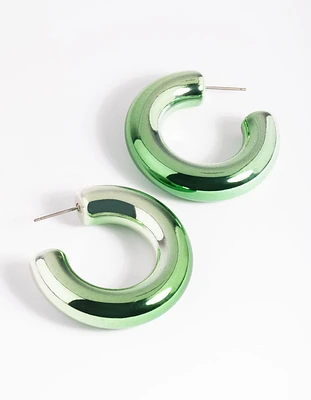 Matte Green Thick Hoop Earrings