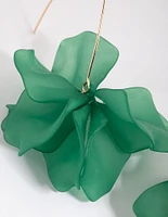 Green Frosted Flower Drop Earrings