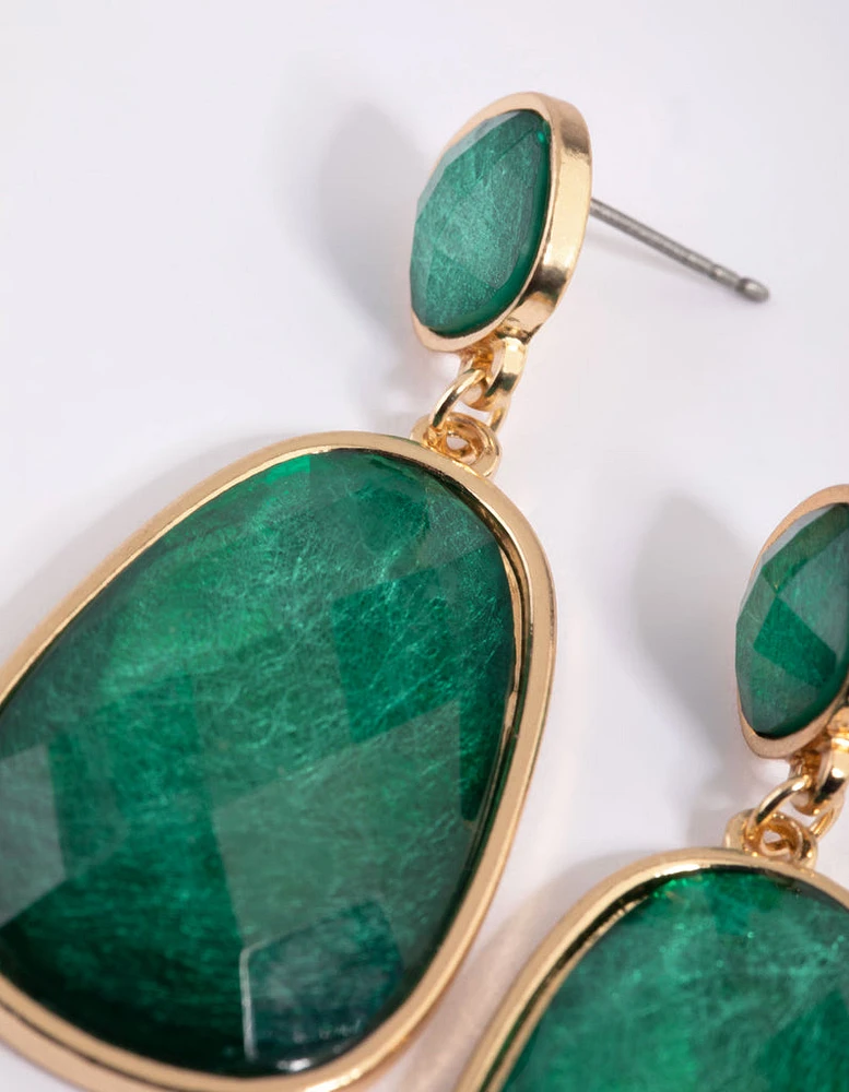 Green Stone Drop Earrings