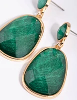 Green Stone Drop Earrings