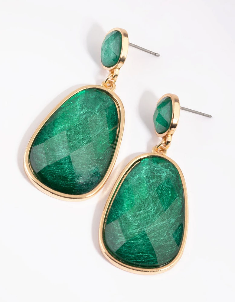 Green Stone Drop Earrings