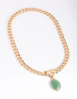 Gold Semi-Precious Stone Fob Necklace